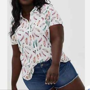 White Feather Challis Button Down Shirt 🍃🍂